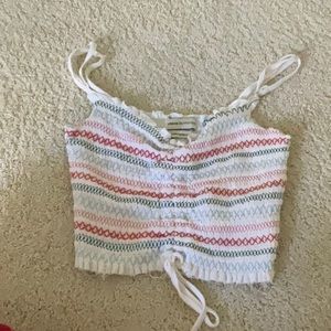 Stripe print cropped tank top